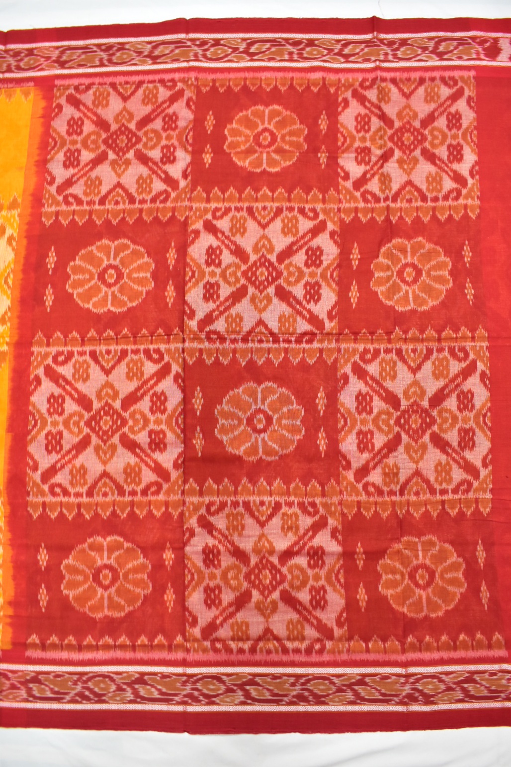 Yellow Colour Sambalpuri Handloom Cotton Saree - Image 2