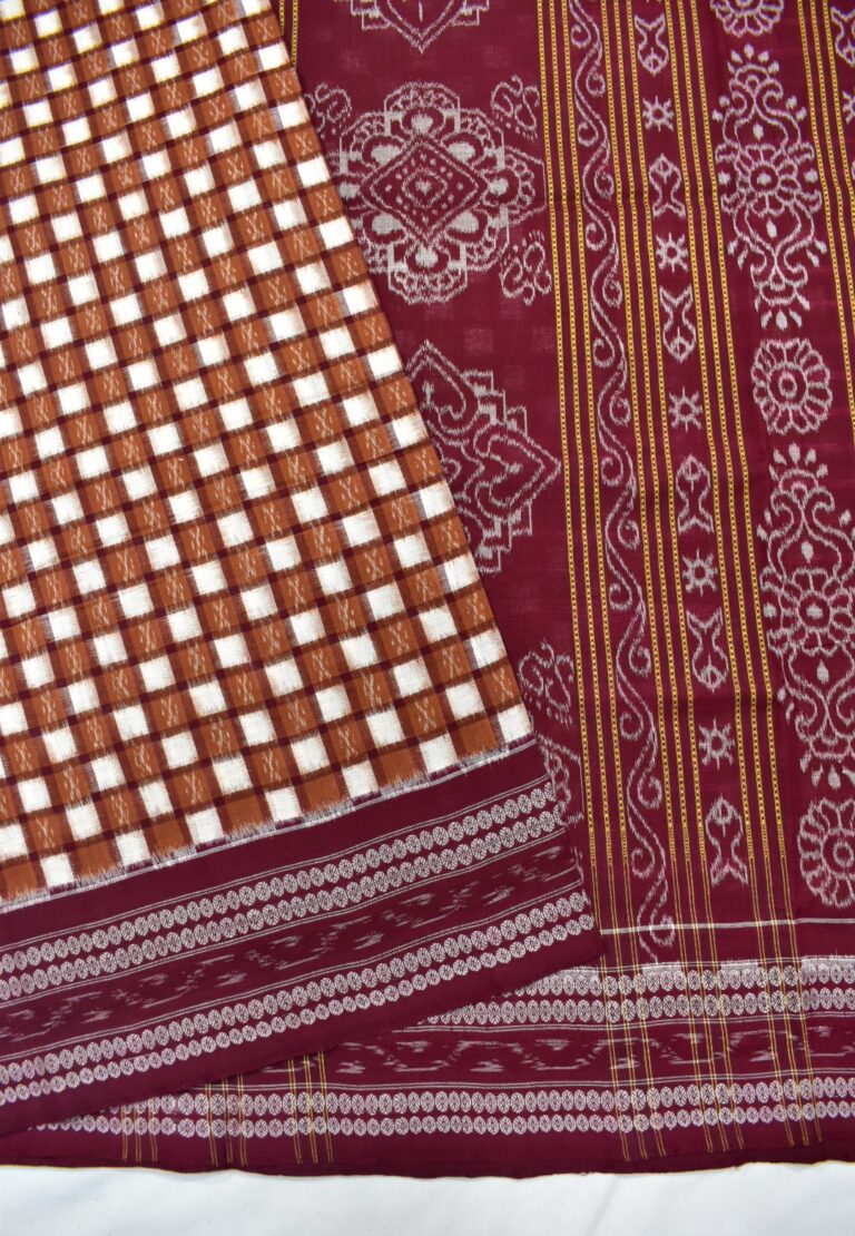 Brown Colour Pasapali Design Sambalpuri Handloom Cotton Saree ...