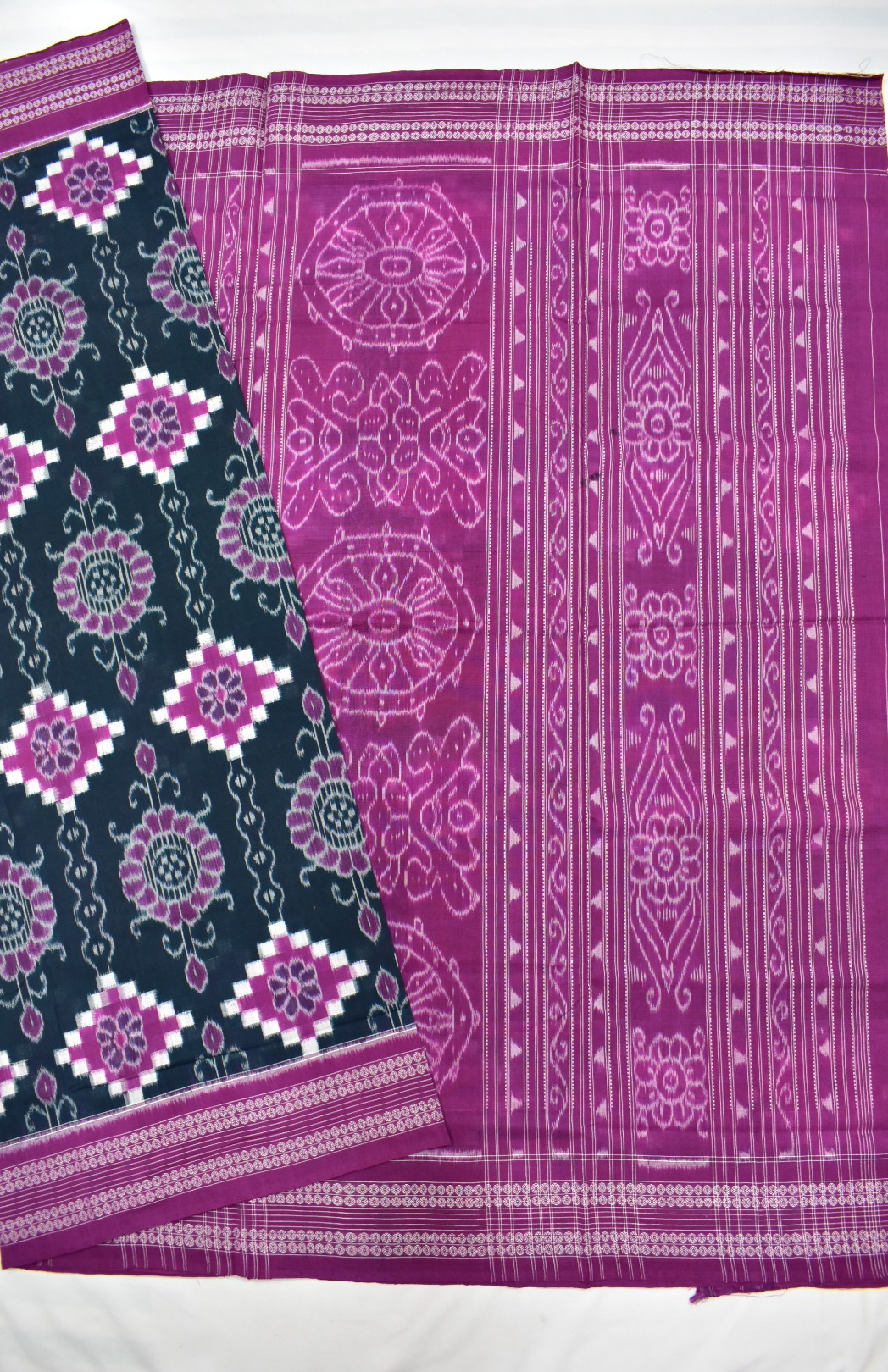 Bottle Colour Pasapali Design Sambalpuri Handloom Cotton Saree - Image 5