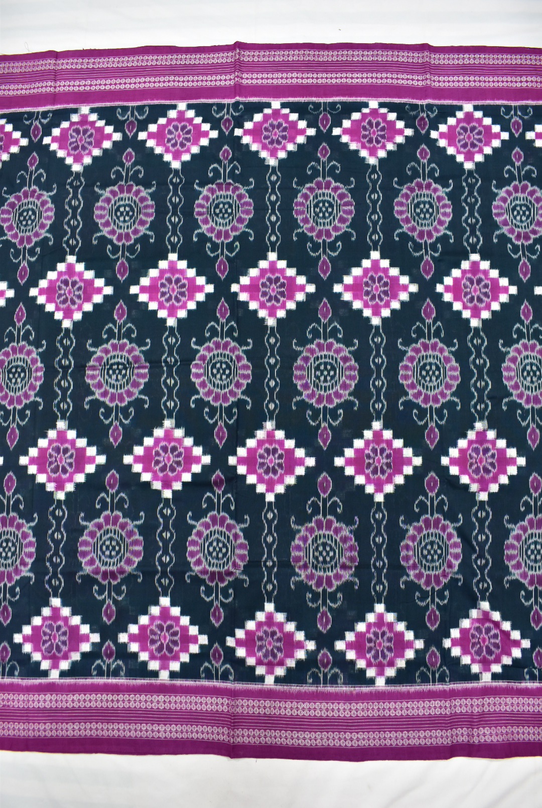Bottle Colour Pasapali Design Sambalpuri Handloom Cotton Saree