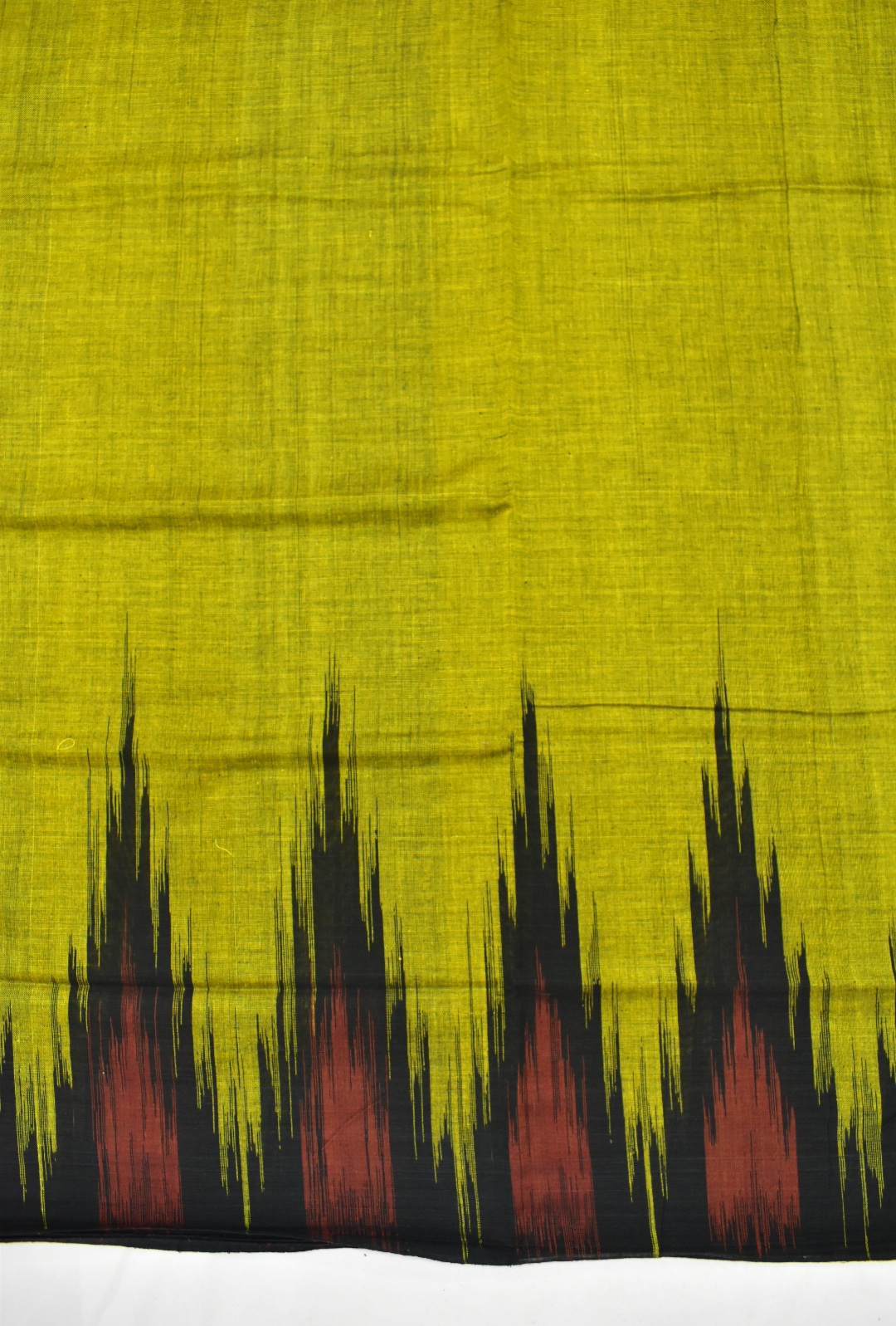 Lime Colour Sambalpuri Handloom Cotton Saree - Image 4