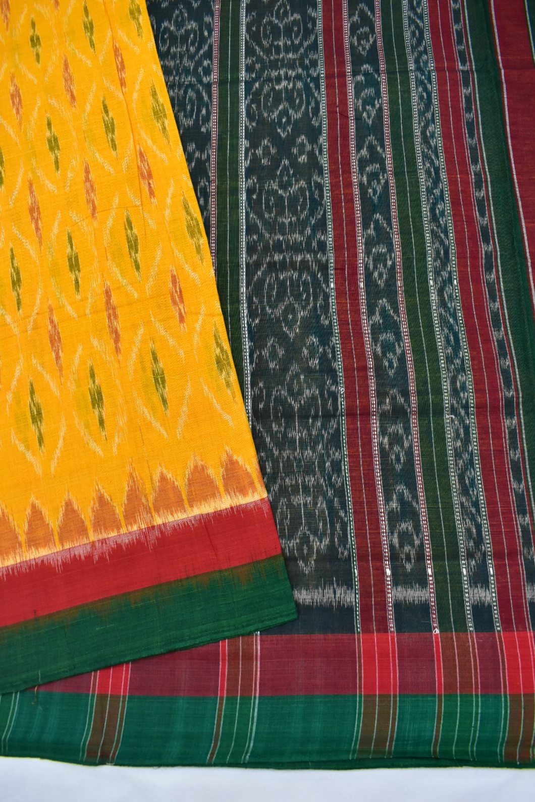 Yellow Colour Sambalpuri Handloom Cotton Saree - Image 3