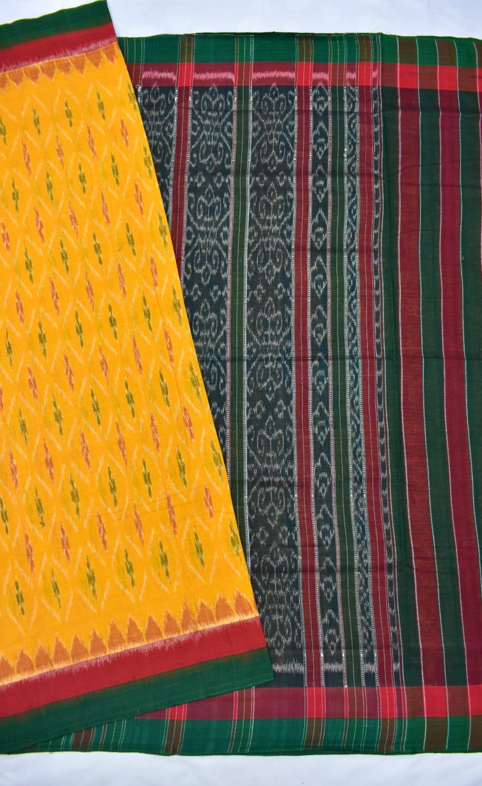 Yellow Colour Sambalpuri Handloom Cotton Saree - Image 5