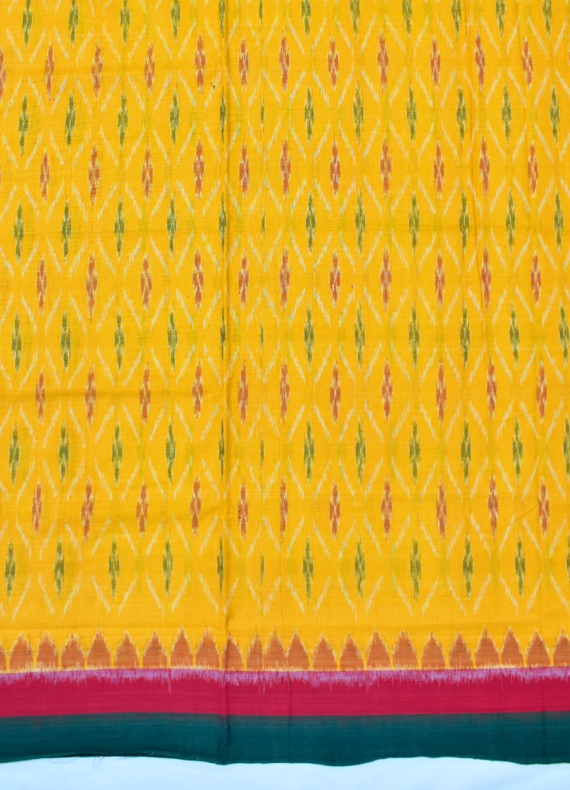Yellow Colour Sambalpuri Handloom Cotton Saree - Image 4