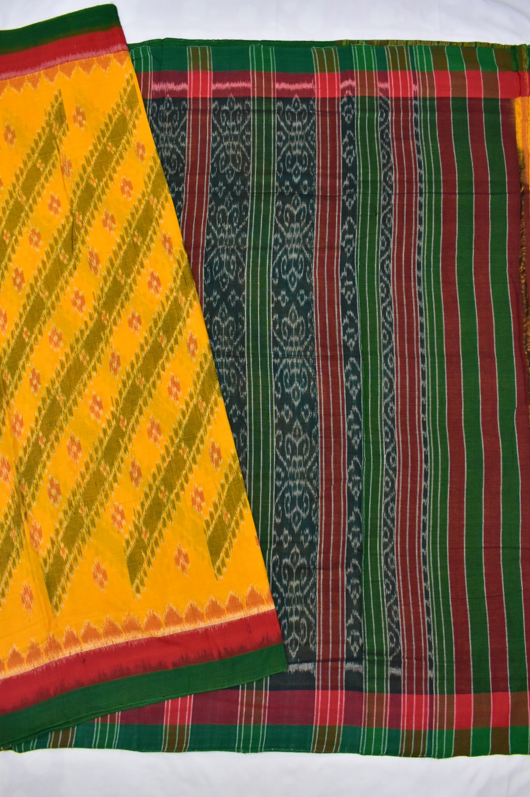 yellowColour Sambalpuri Handloom Cotton Saree - Image 5