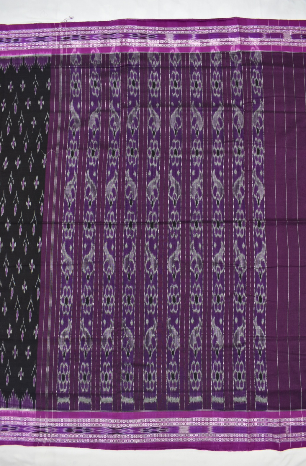 Black Colour Sambalpuri Handloom Cotton saree - Image 2