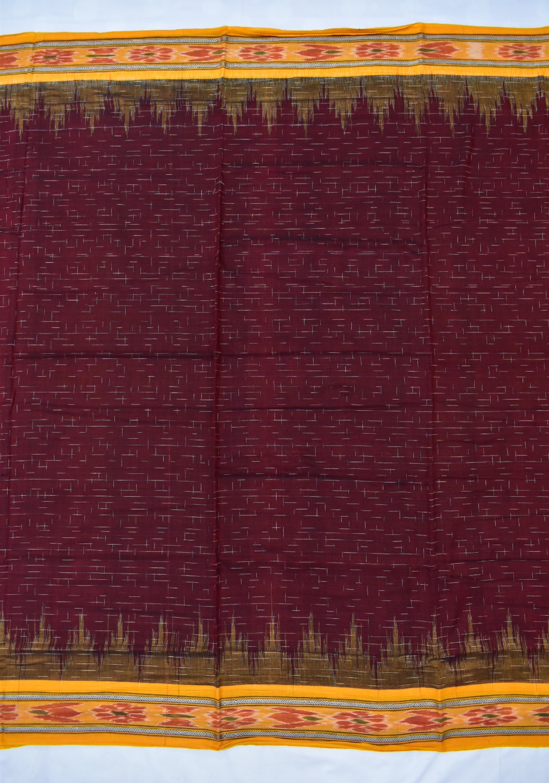 Maroon Colour Sambalpuri Handloom Cotton Saree