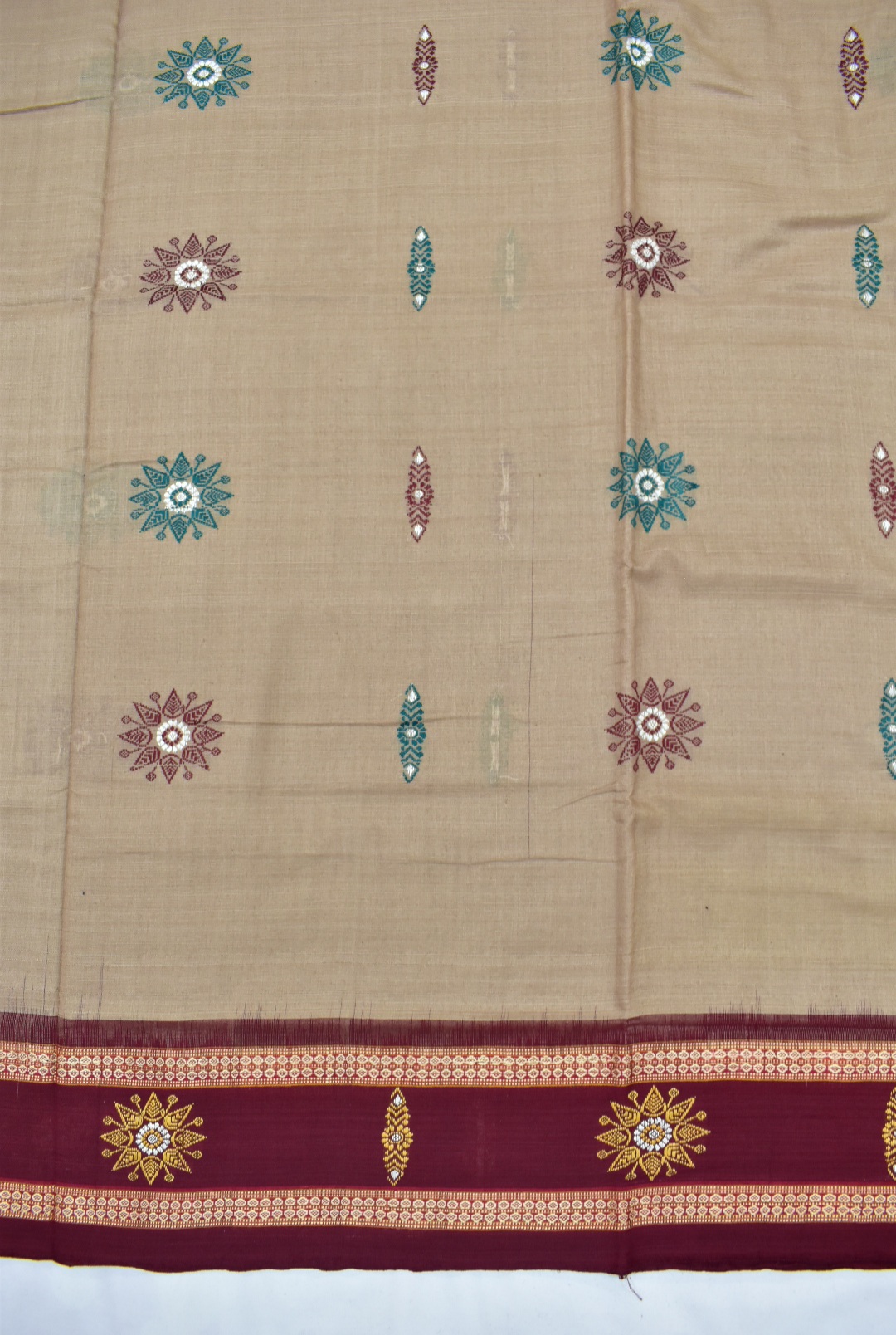 Sandcastle Colour Sambalpuri Handloom Cotton Bomkai Saree - Image 4