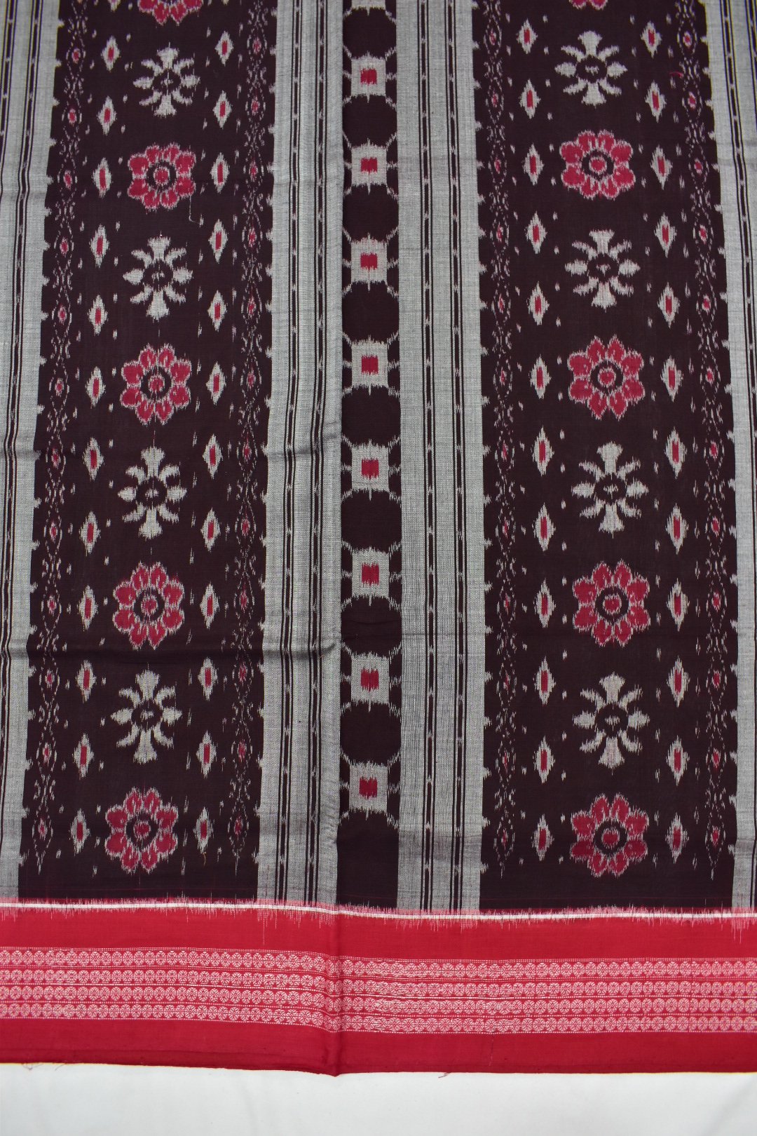 Coffe Colour Sambalpuri Handloom Cotton Bandha Saree - Image 4