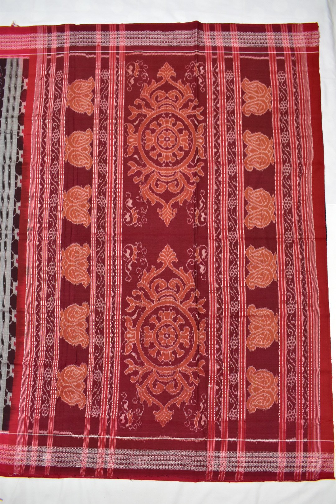 Coffe Colour Sambalpuri Handloom Cotton Bandha Saree - Image 2