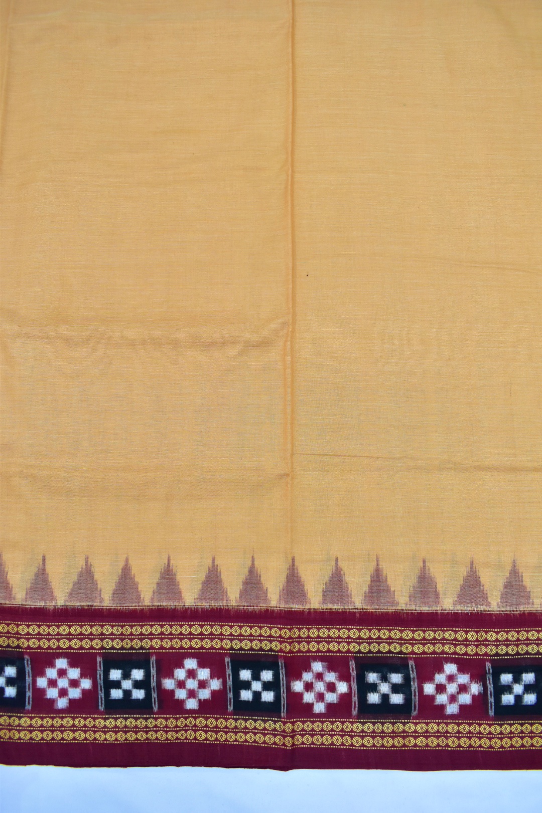 Biscuit Colour Sambalpuri Handloom Cotton Pasapali Saree - Image 4