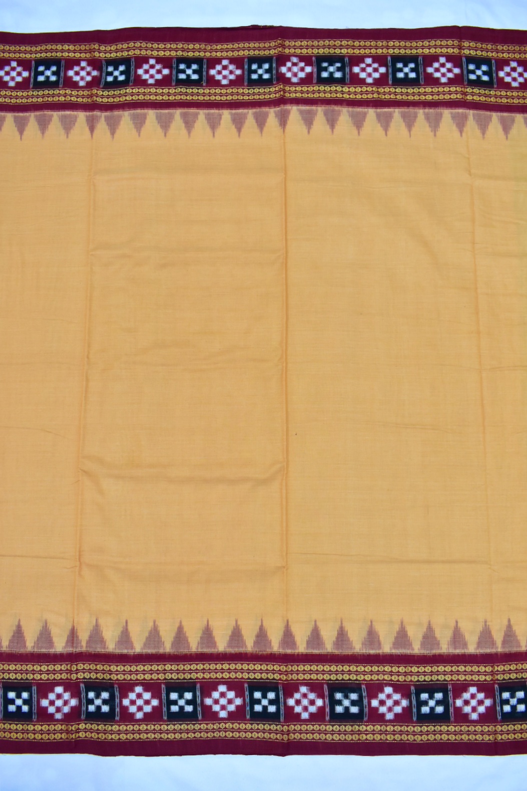 Biscuit Colour Sambalpuri Handloom Cotton Pasapali Saree