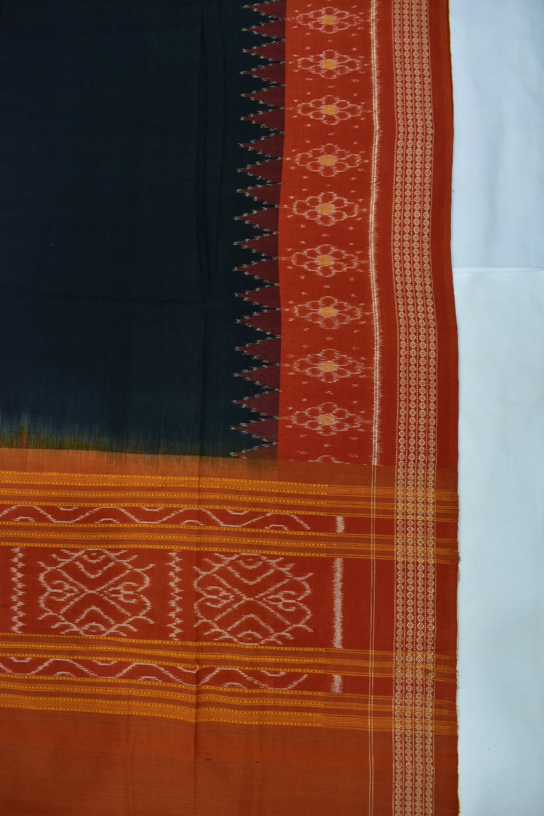 Black Colour Sambalpuri Handloom Cotton Dupatta - Image 3