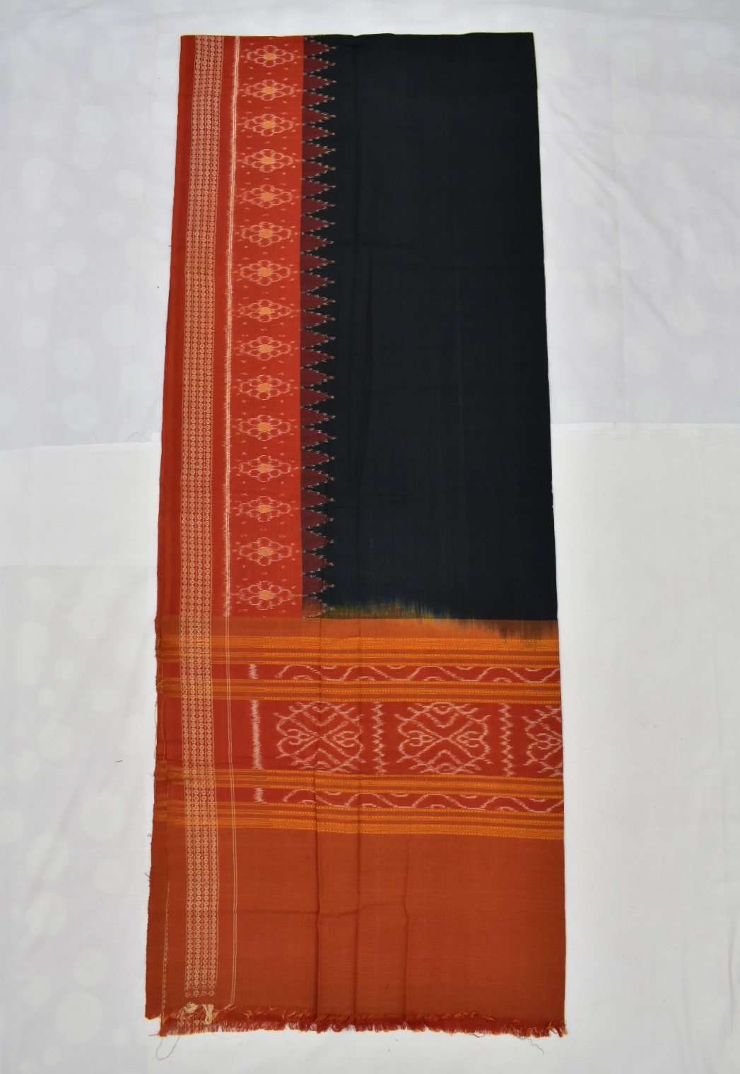 Black Colour Sambalpuri Handloom Cotton Dupatta - Image 4