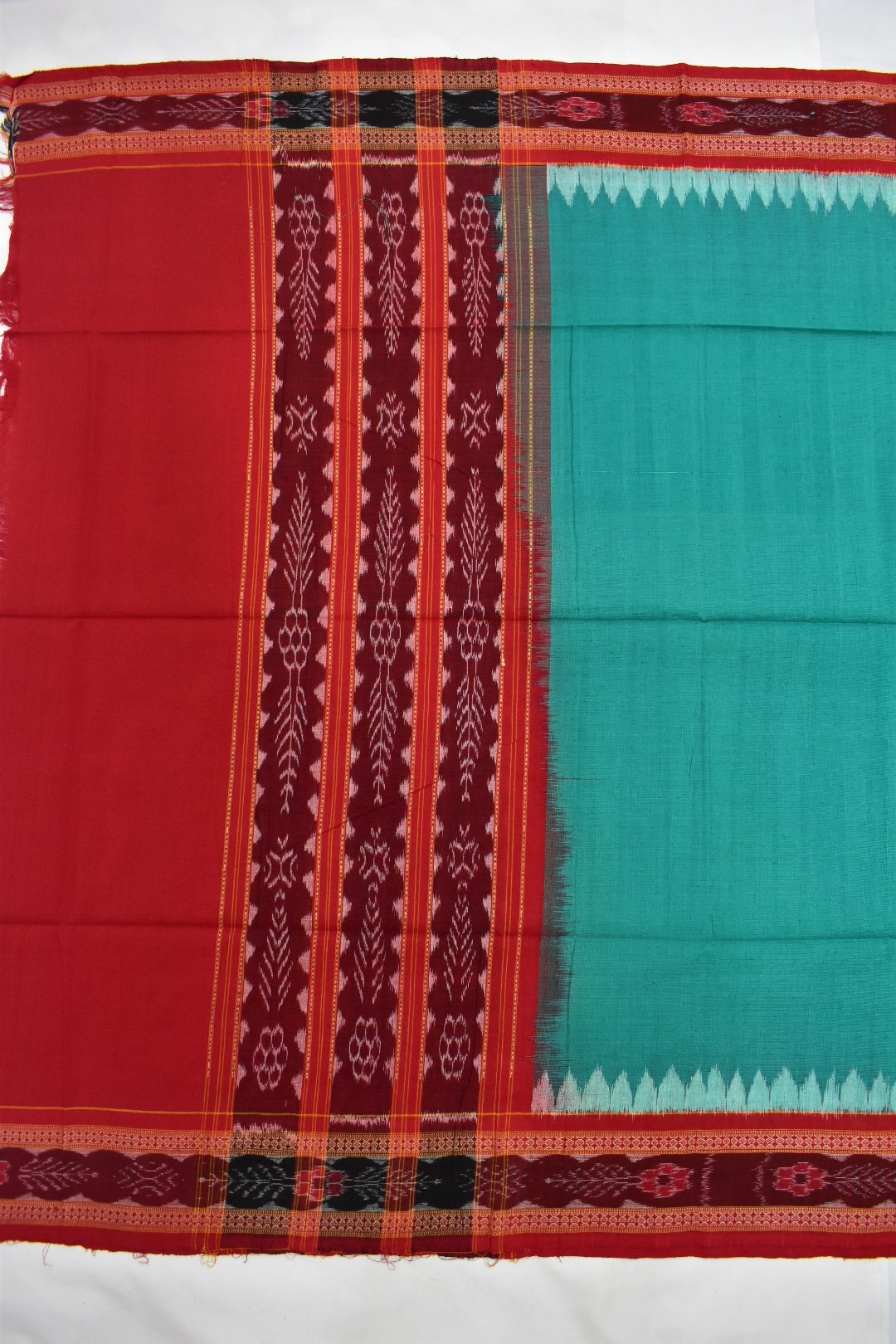 LiteGreen Colour Sambalpuri Handloom Cotton Dupatta - Image 2