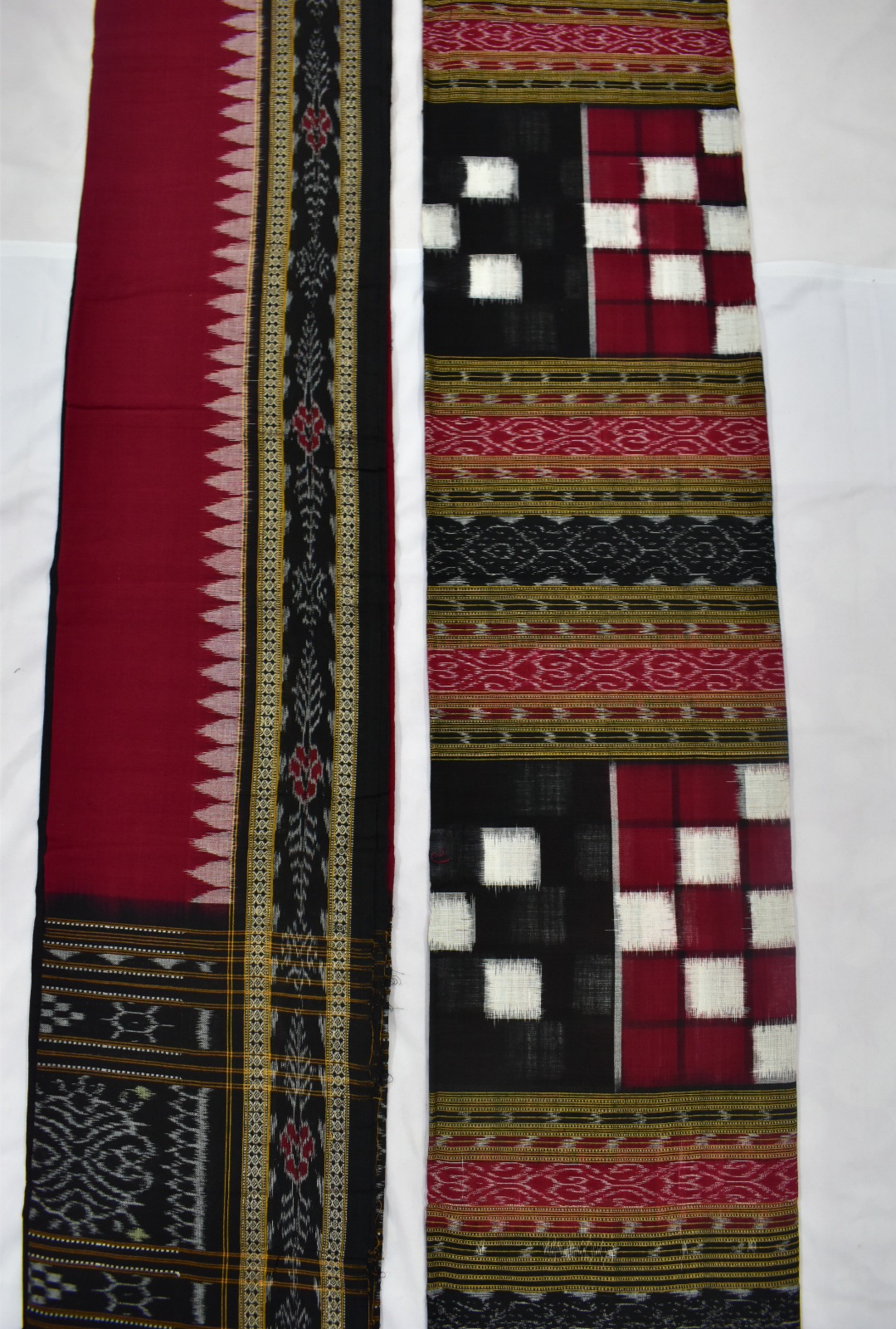 Maroon Colour Pasapali Design Sambalpuri Handloom Cotton Dress Material - Image 3