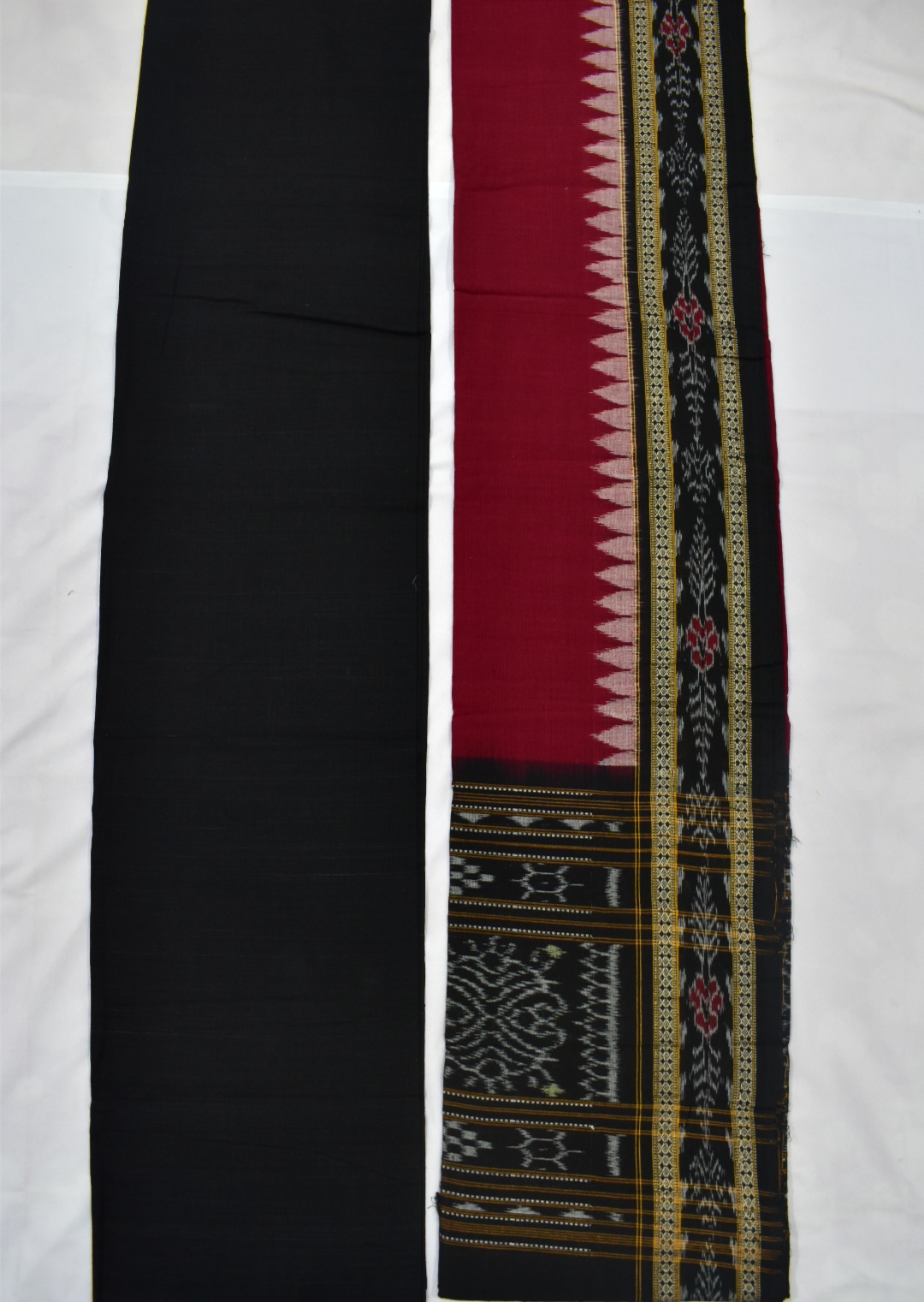 Maroon Colour Pasapali Design Sambalpuri Handloom Cotton Dress Material - Image 2