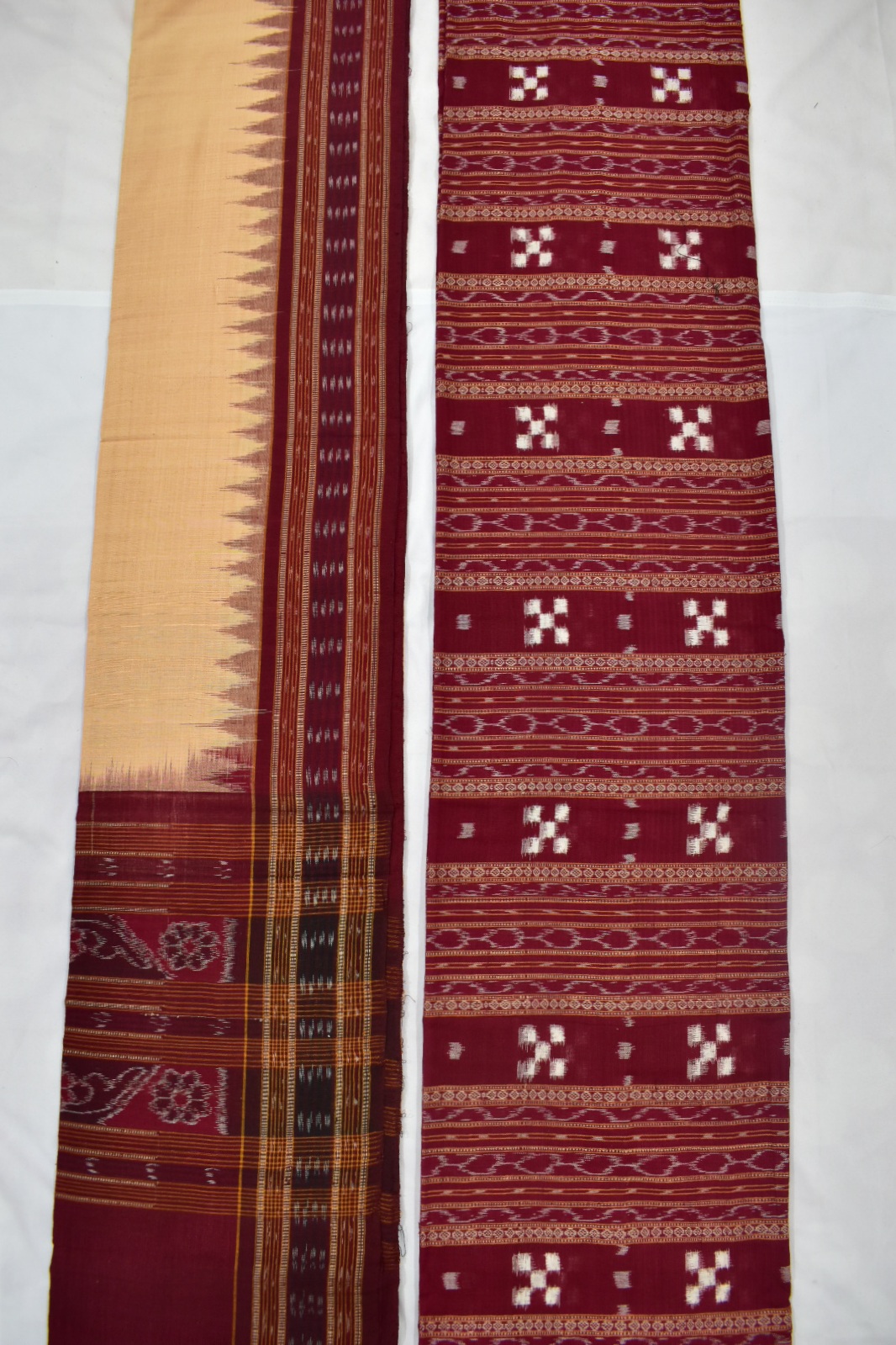 Maroon Colour Pasapali Design Sambalpuri Handloom Cotton Dress Material - Image 2