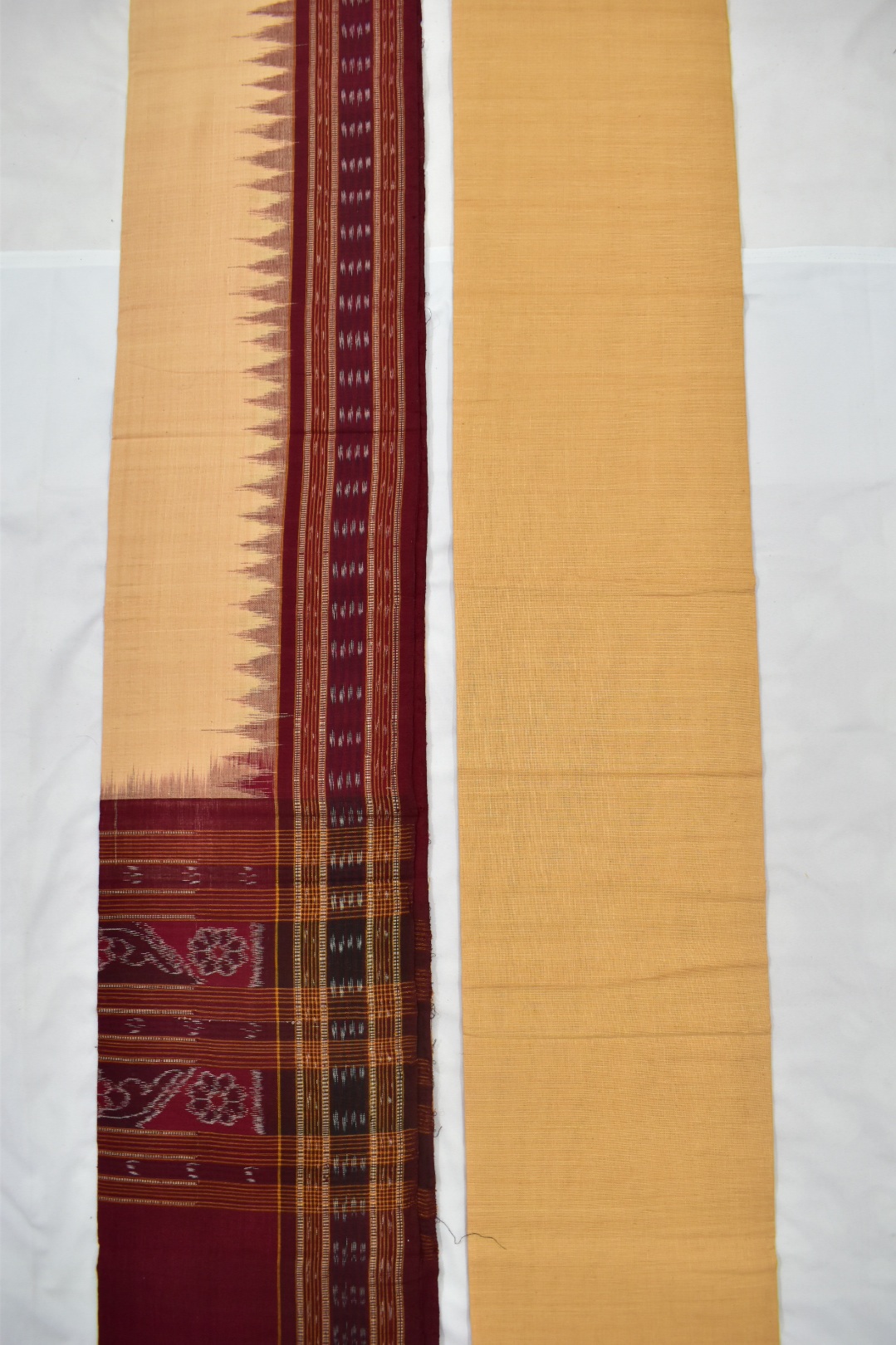 Maroon Colour Pasapali Design Sambalpuri Handloom Cotton Dress Material - Image 3