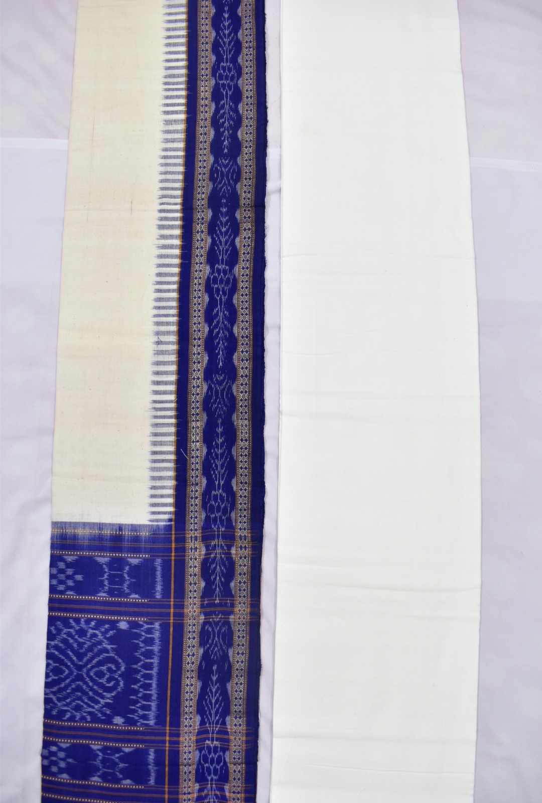 Blue Colour Pasapali Design Sambalpuri Handloom Cotton Dress Material - Image 2