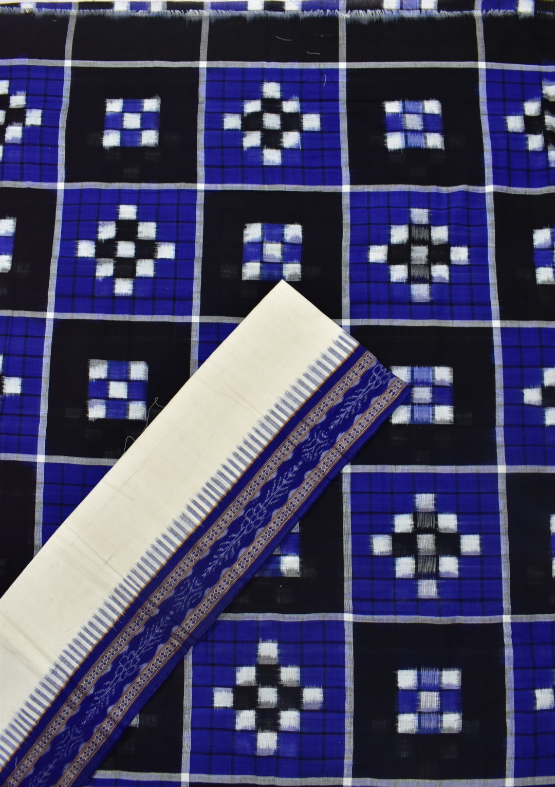 Blue Colour Pasapali Design Sambalpuri Handloom Cotton Dress Material