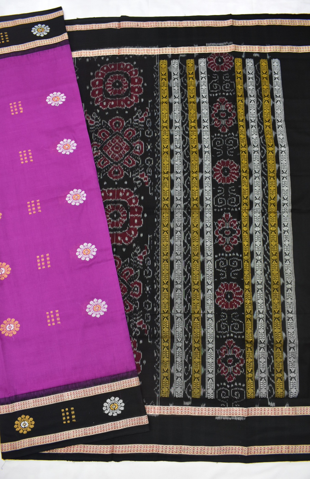 Rani Colour Sambalpuri Handloom Cotton Bomkai Saree - Image 5