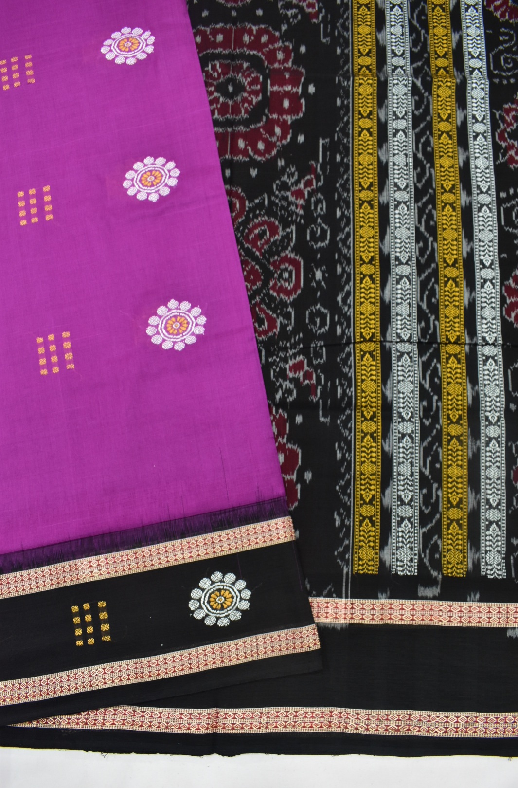 Rani Colour Sambalpuri Handloom Cotton Bomkai Saree - Image 3