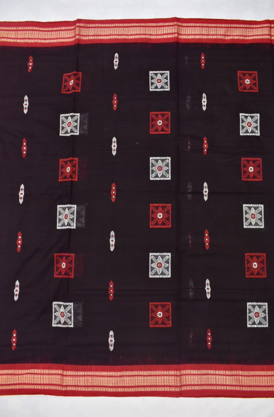 Dark Coffe Colour Sambalpuri Handloom Cotton Bomkai Saree