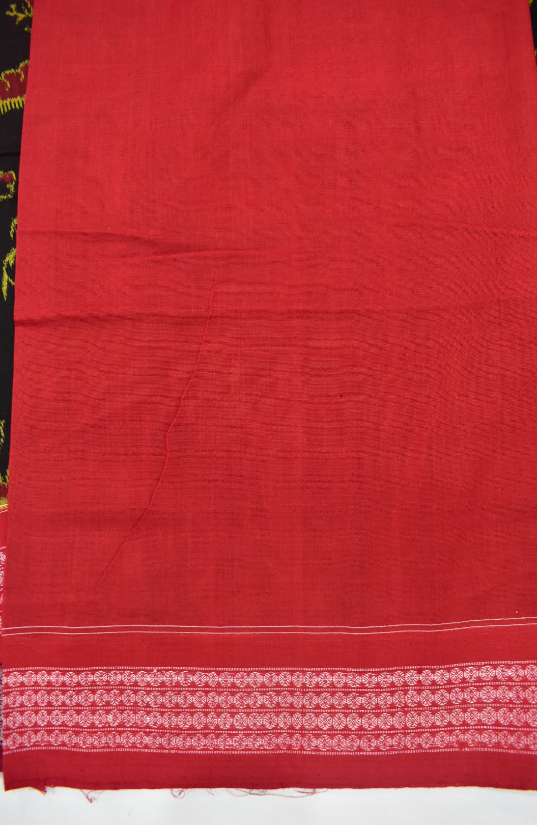 Black Colour Sambalpuri Handloom cotton Bandha Saree - Image 6