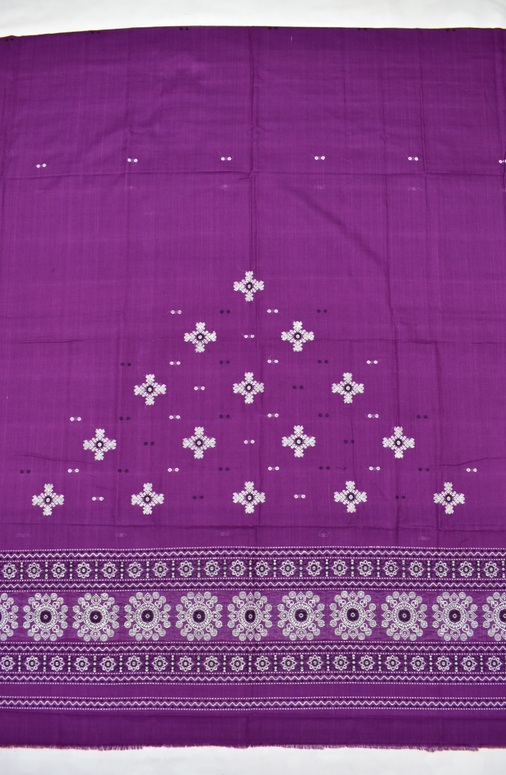 Violet Colour Sambalpuri Handloom Cotton Bomkai Dress Material - Image 5