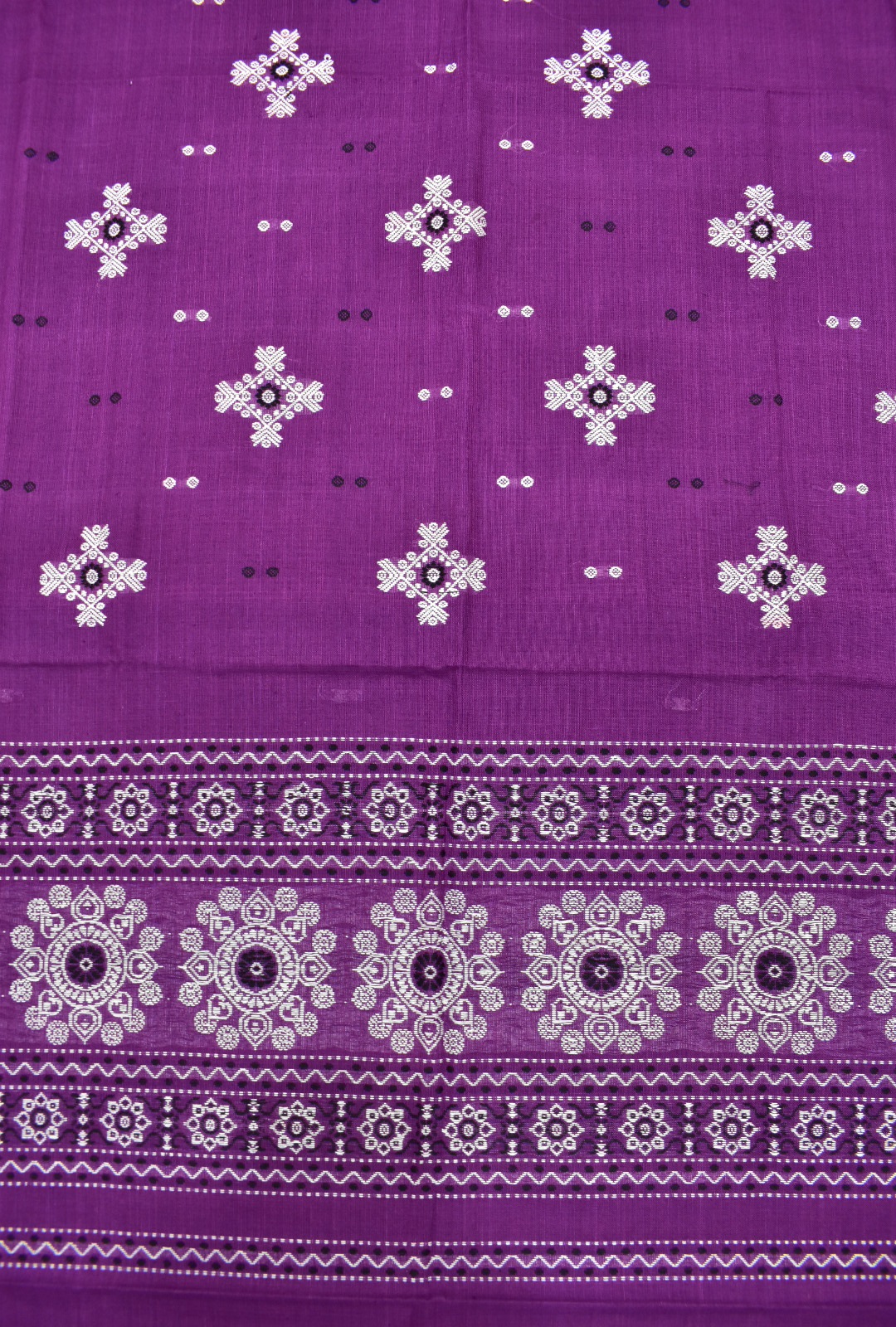 Violet Colour Sambalpuri Handloom Cotton Bomkai Dress Material - Image 3