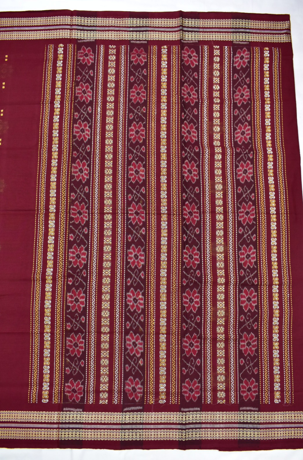 Maroon Colour Sambalpuri Handloom cotton Bomkai Saree - Image 2