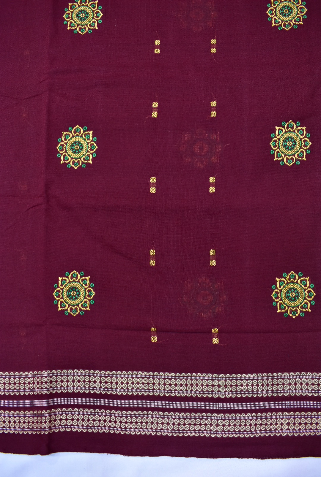 Maroon Colour Sambalpuri Handloom cotton Bomkai Saree - Image 4