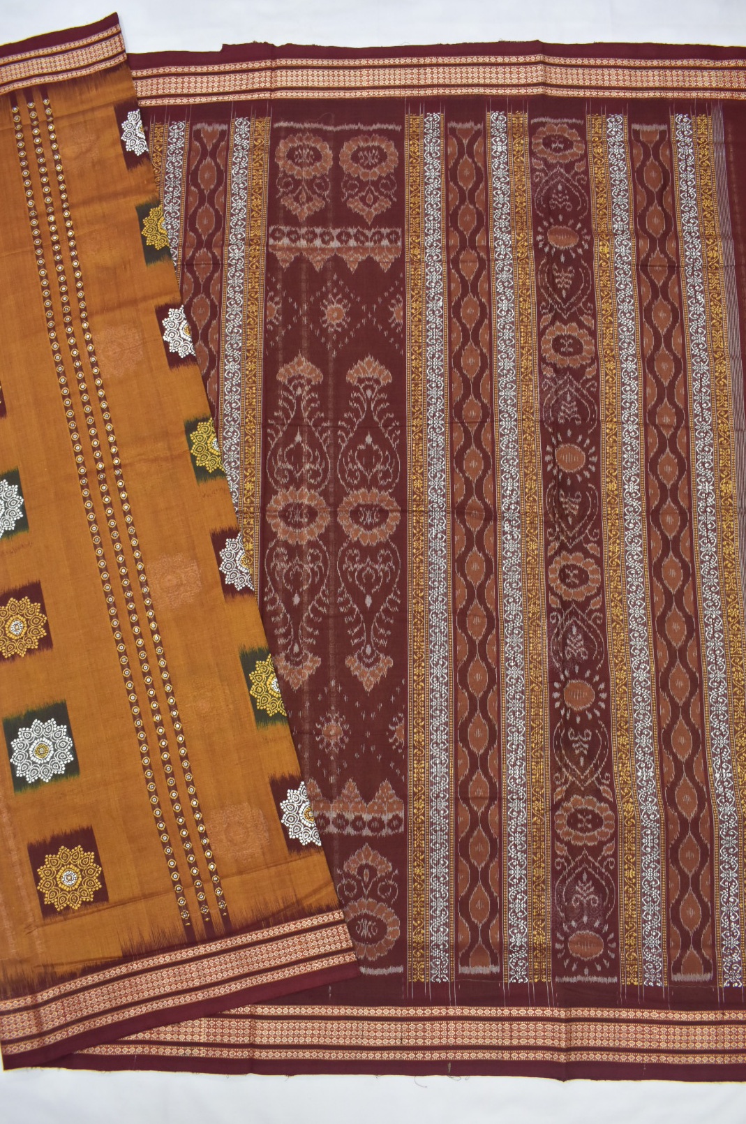 Golden Colour Sambalpuri Handloom cotton Bomkai Saree - Image 5