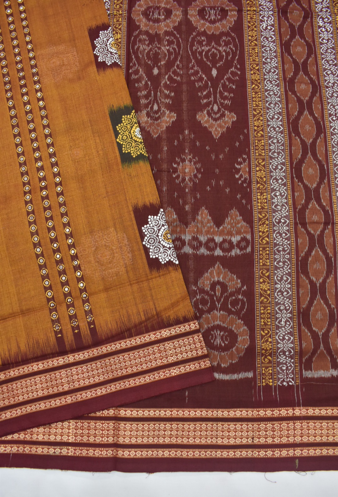 Golden Colour Sambalpuri Handloom cotton Bomkai Saree - Image 3