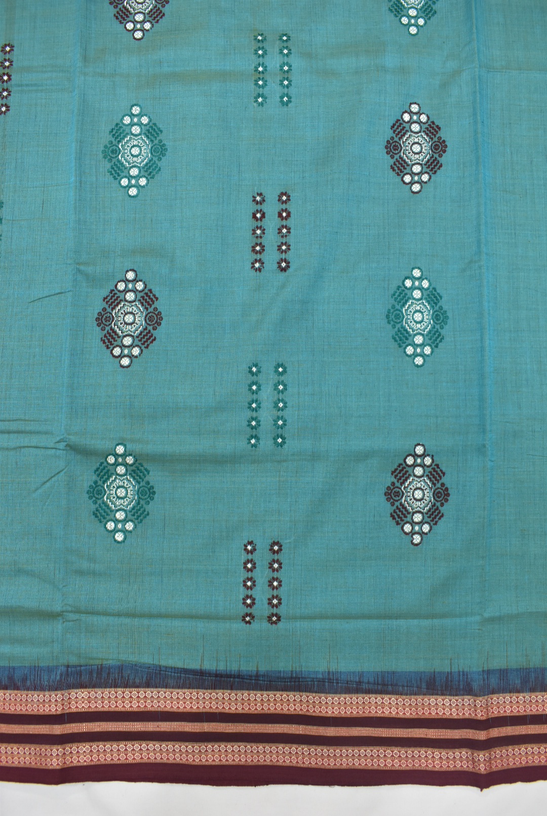Lite-SKy Colour Sambalpuri Handloom cotton Bomkai Saree - Image 4