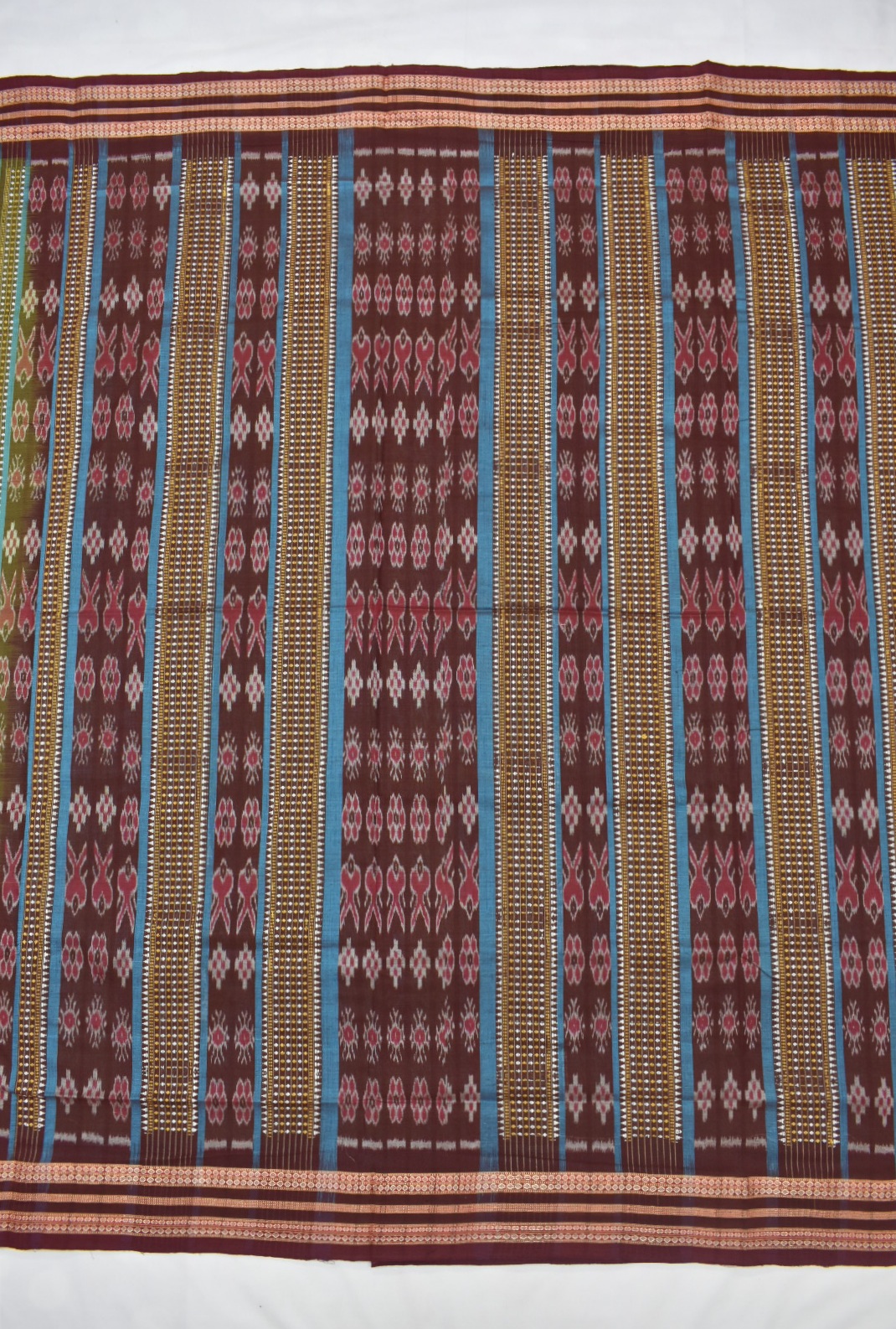 Lite-SKy Colour Sambalpuri Handloom cotton Bomkai Saree - Image 2
