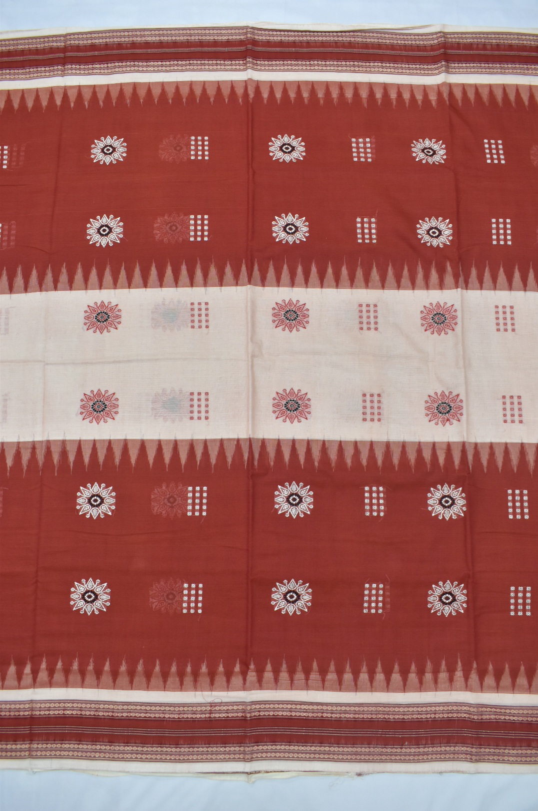 Rust Colour Sambalpuri Handloom cotton Bomkai Saree
