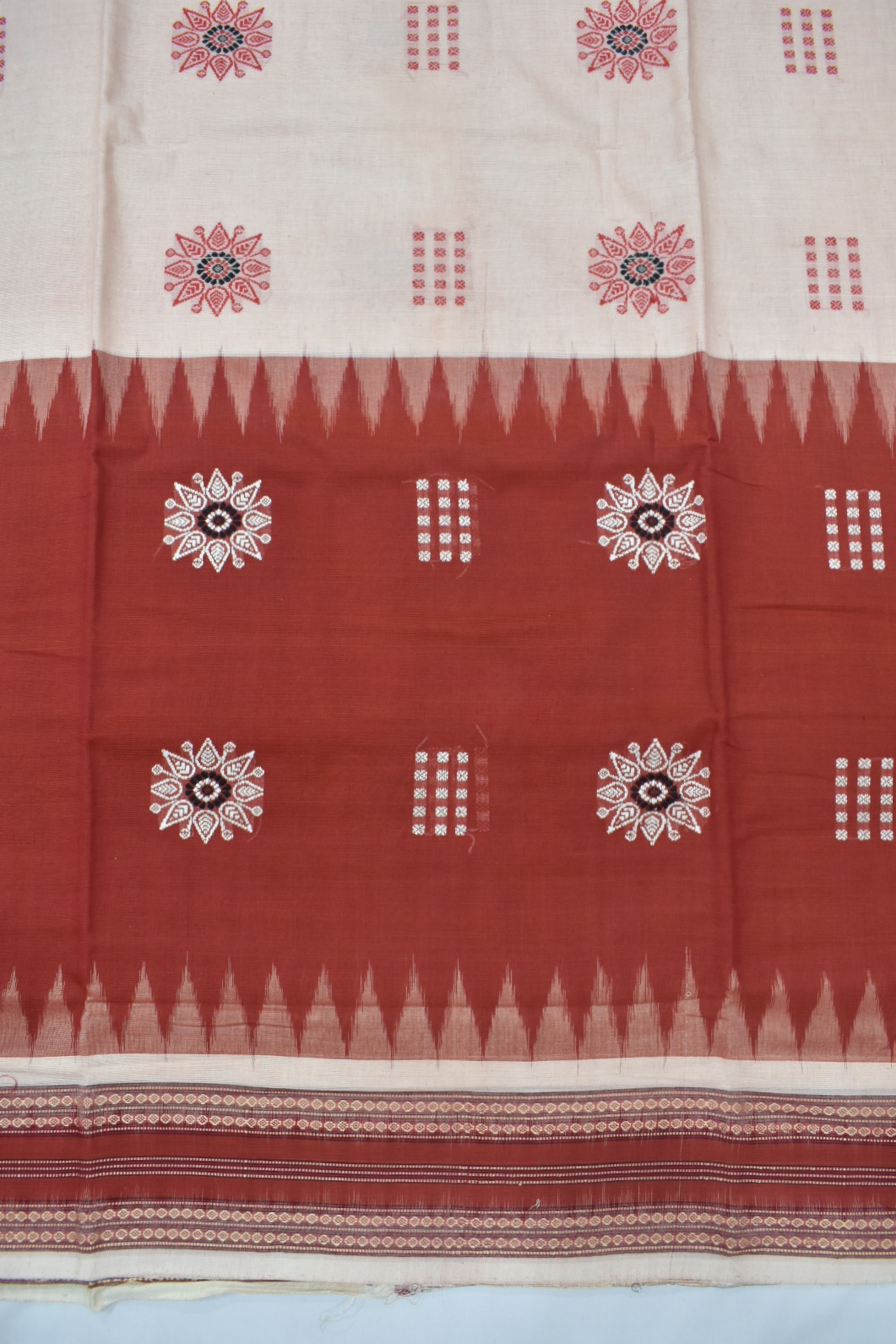 Rust Colour Sambalpuri Handloom cotton Bomkai Saree - Image 4
