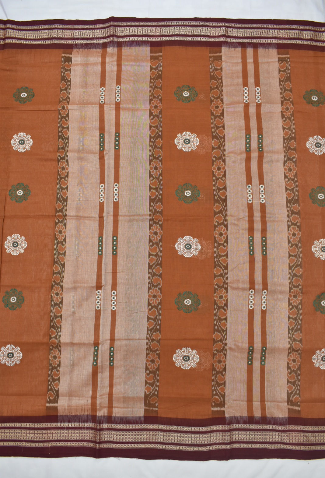 Brown Colour Sambalpuri Handloom cotton Bomkai Saree