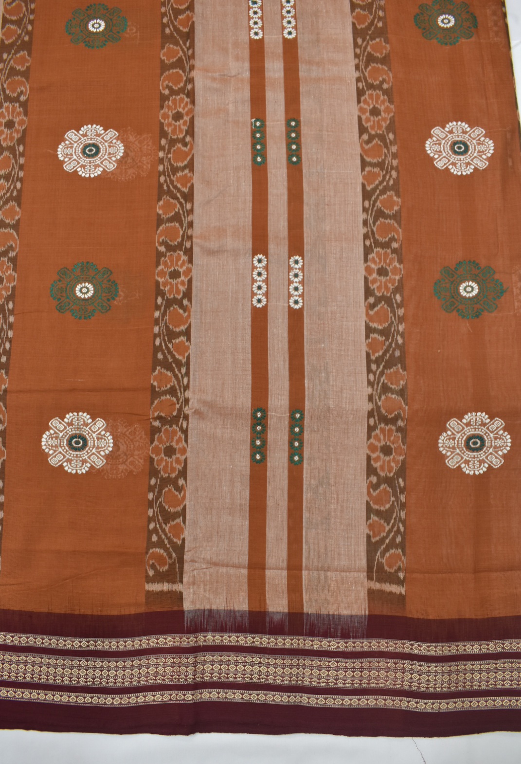 Brown Colour Sambalpuri Handloom cotton Bomkai Saree - Image 4