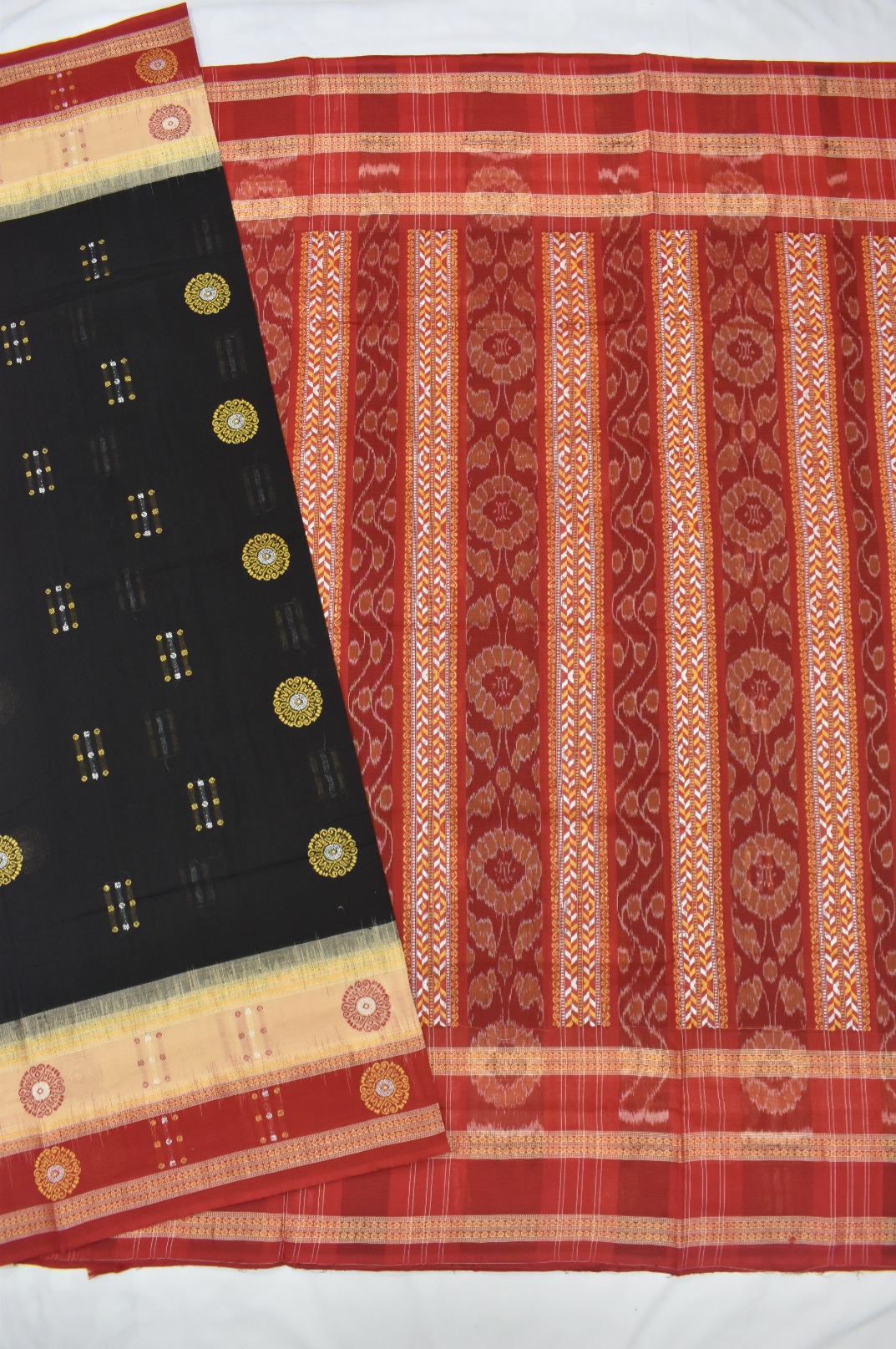 Black Colour Sambalpuri Handloom cotton Bomkai Saree - Image 5