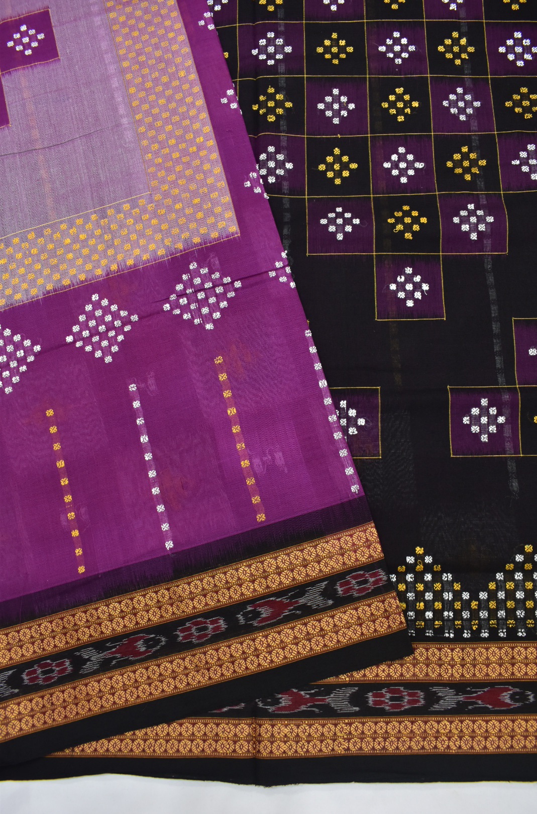 Rani Colour Sambalpuri Handloom cotton Bomkai Saree - Image 3