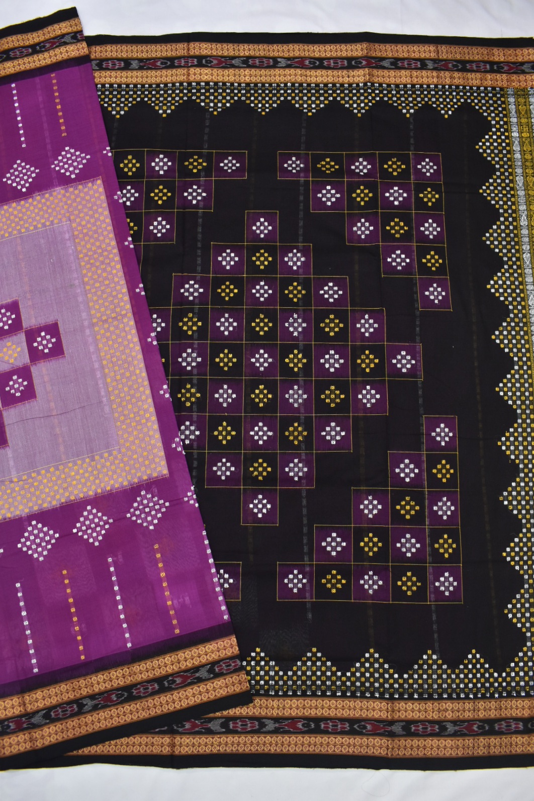 Rani Colour Sambalpuri Handloom cotton Bomkai Saree - Image 5