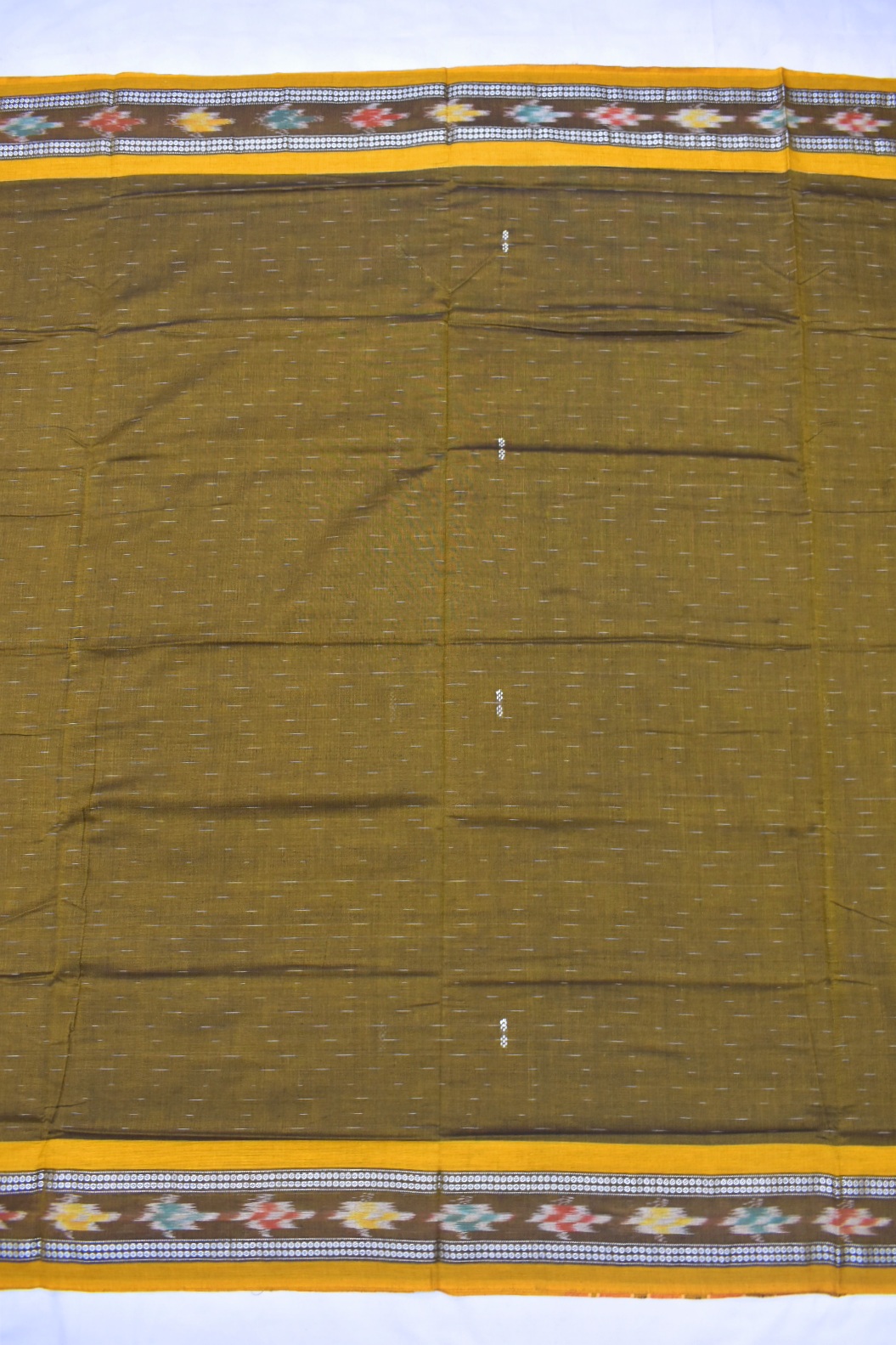 Mahendi Colour Sambalpuri Handloom cotton Bandha Saree
