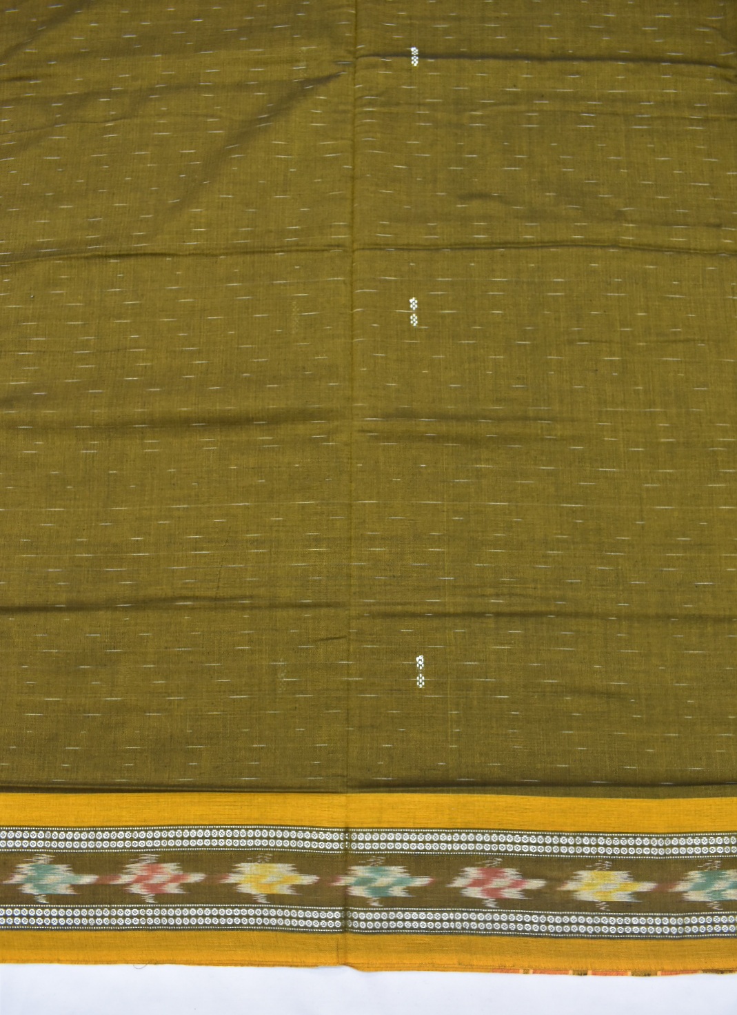 Mahendi Colour Sambalpuri Handloom cotton Bandha Saree - Image 4