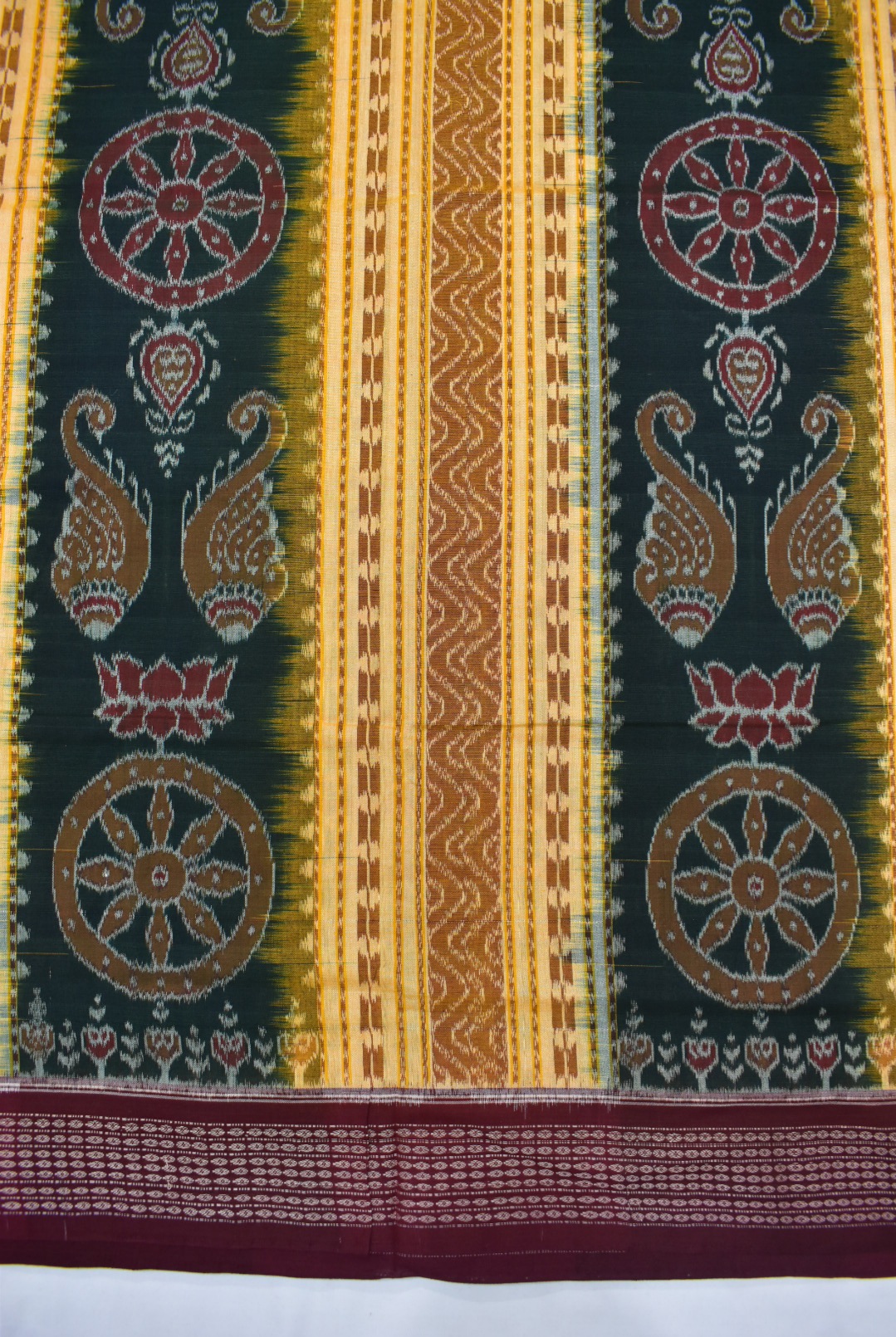 Mustard Colour Sambalpuri Handloom Cotton Bandha Saree - Image 4