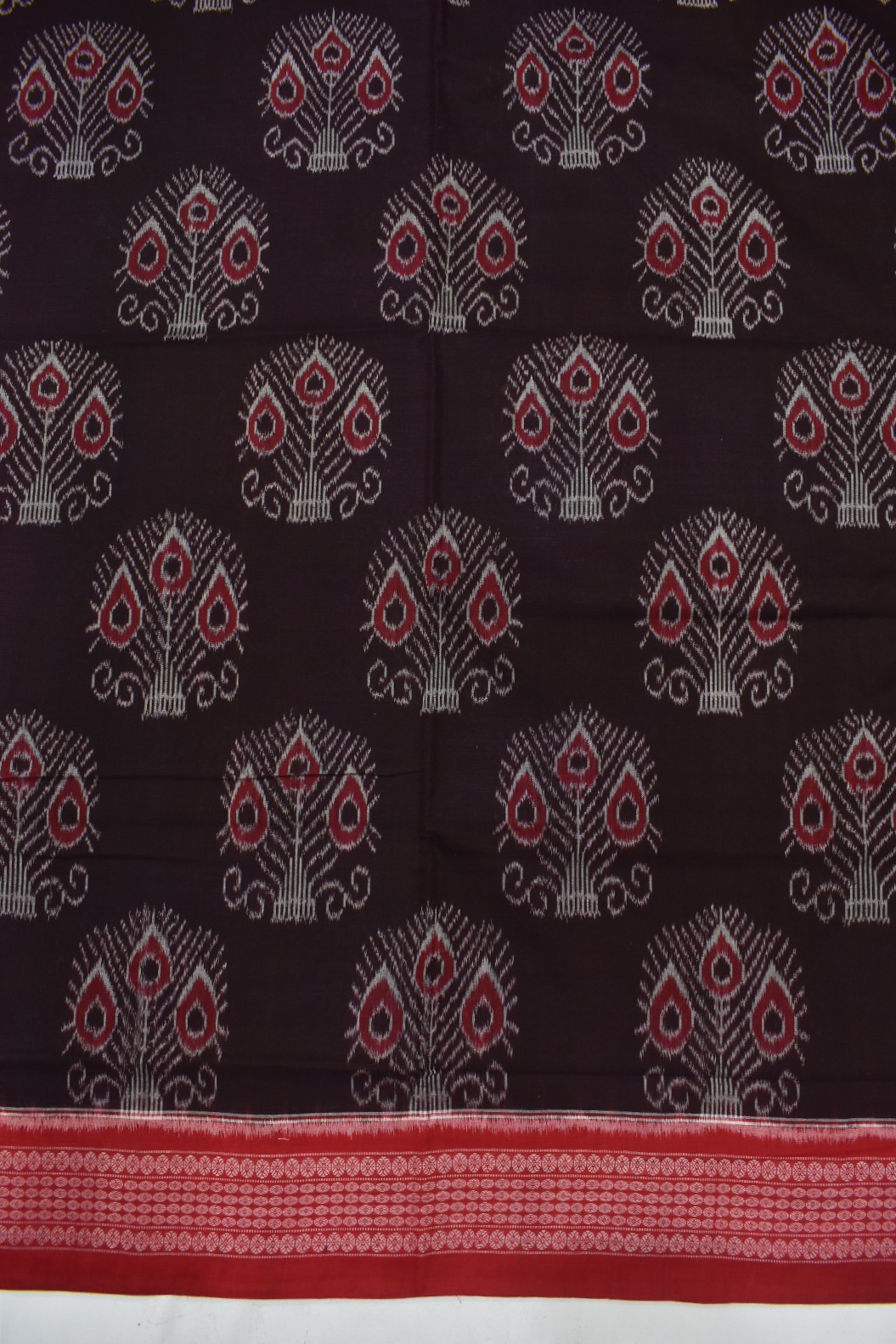 Coffe Colour Sambalpuri Handloom Cotton Bandha Saree - Image 4