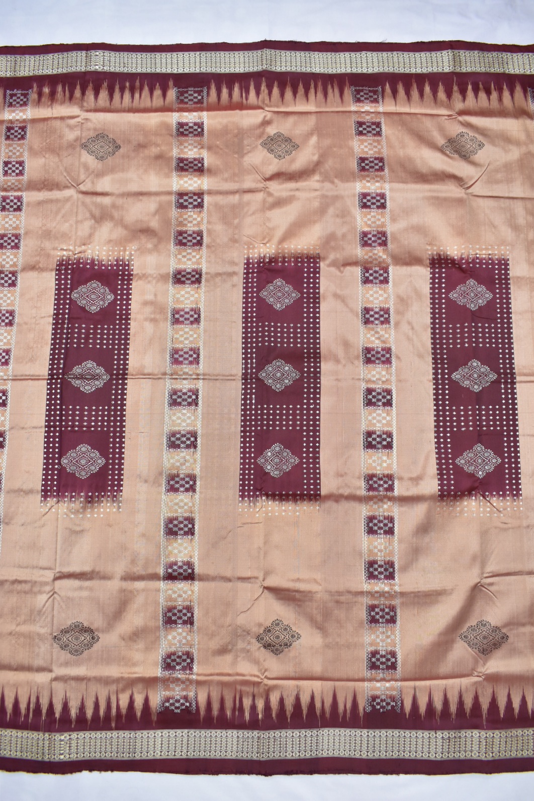 Sand Colour Sambalpuri Handloom Silk Bandha Saree
