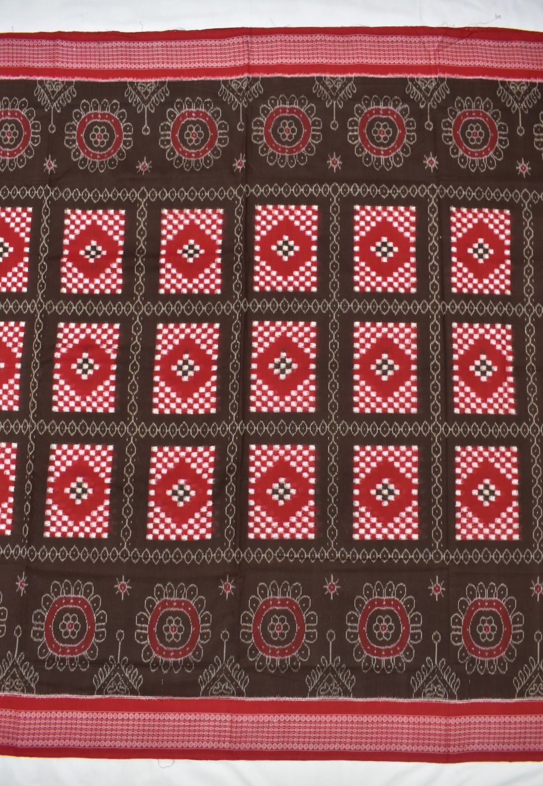 DeepBrown Colour Sambalpuri Handloom Bandha Saree